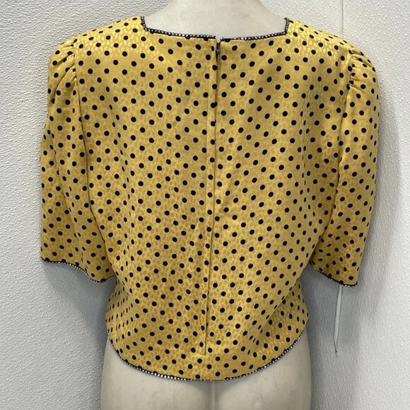 Diane Dickinson Women’s Vintage Polka Dot Blouse – Yellow – Size 14 - Picture 4 of 12